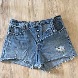 Levi's Wedgie Blue Distressed Jean Shorts